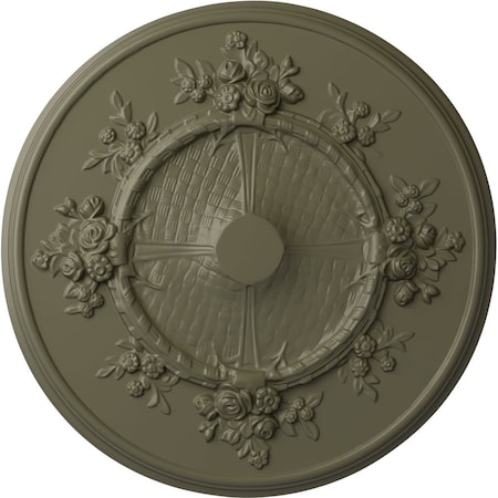 Ekena Millwork Flower Ceiling Medallion (Fits Canopies up to 3 7/8"), Hand-Painted Spartan Stone, 27"OD x 1 1/8"P CM27FLSSF